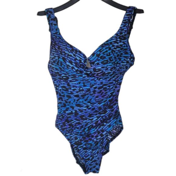Miraclesuit Blue Leopard Cheetah Animal Print Swimsuit One Piece - Picture 1 of 4